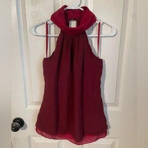 White House Black Market maroon and red high neck tank